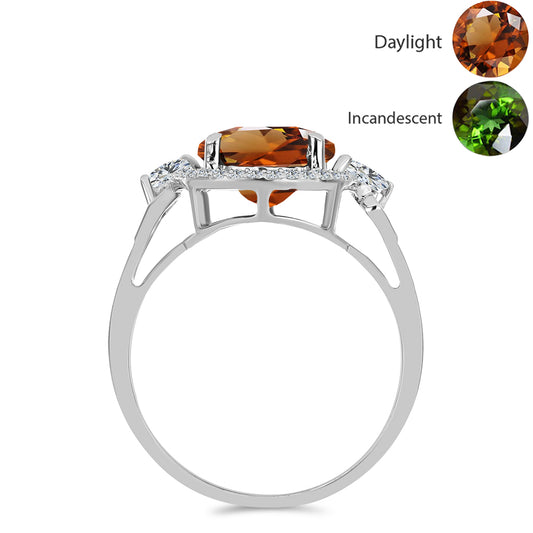 Ezüst Gyűrű Minősített laboratóriumban előállított Anatóliai Zultanit-tal és Fehér Topázzal