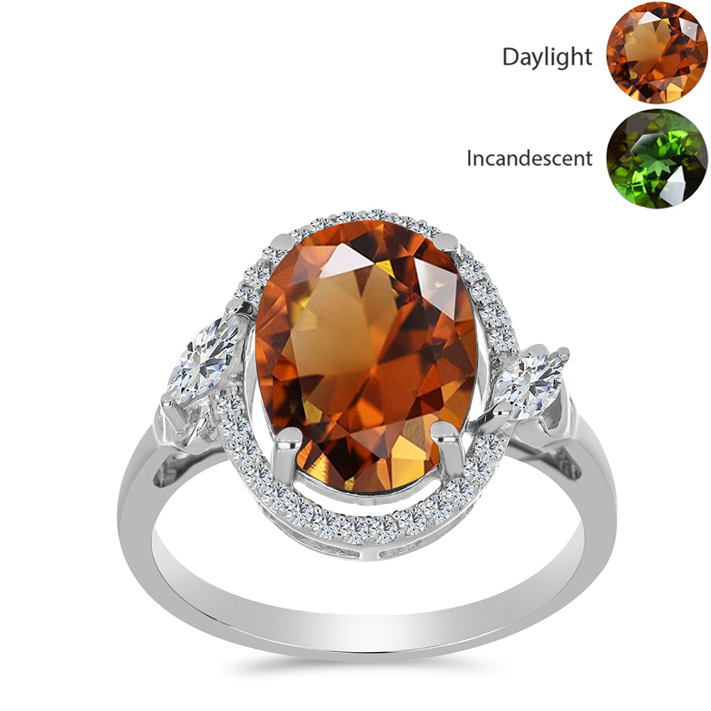 Ezüst Gyűrű Minősített laboratóriumban előállított Anatóliai Zultanit-tal és Fehér Topázzal