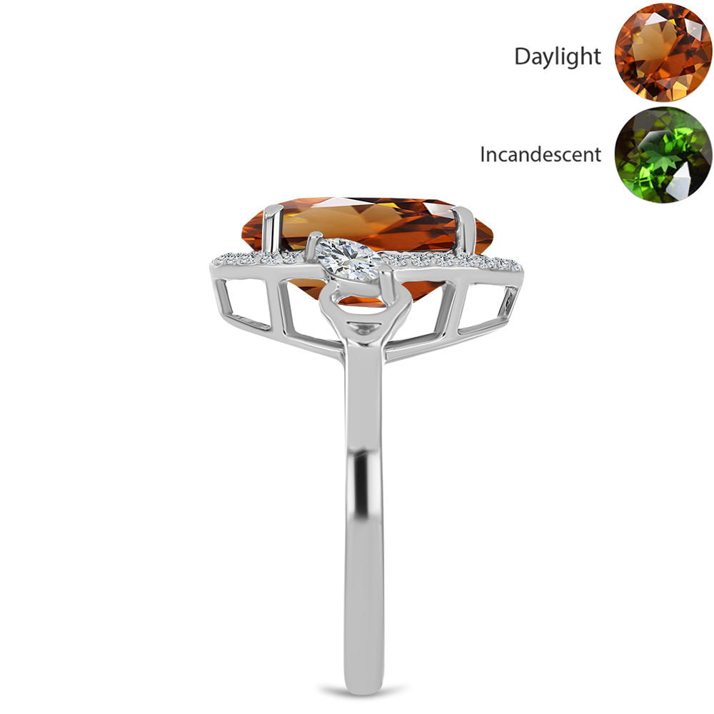 Ezüst Gyűrű Minősített laboratóriumban előállított Anatóliai Zultanit-tal és Fehér Topázzal