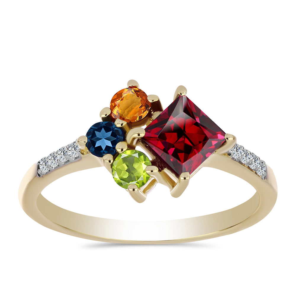 Arannyal Bevont Ezüst Gyűrű Szivárvány Zafírral és Fehér Topázzal