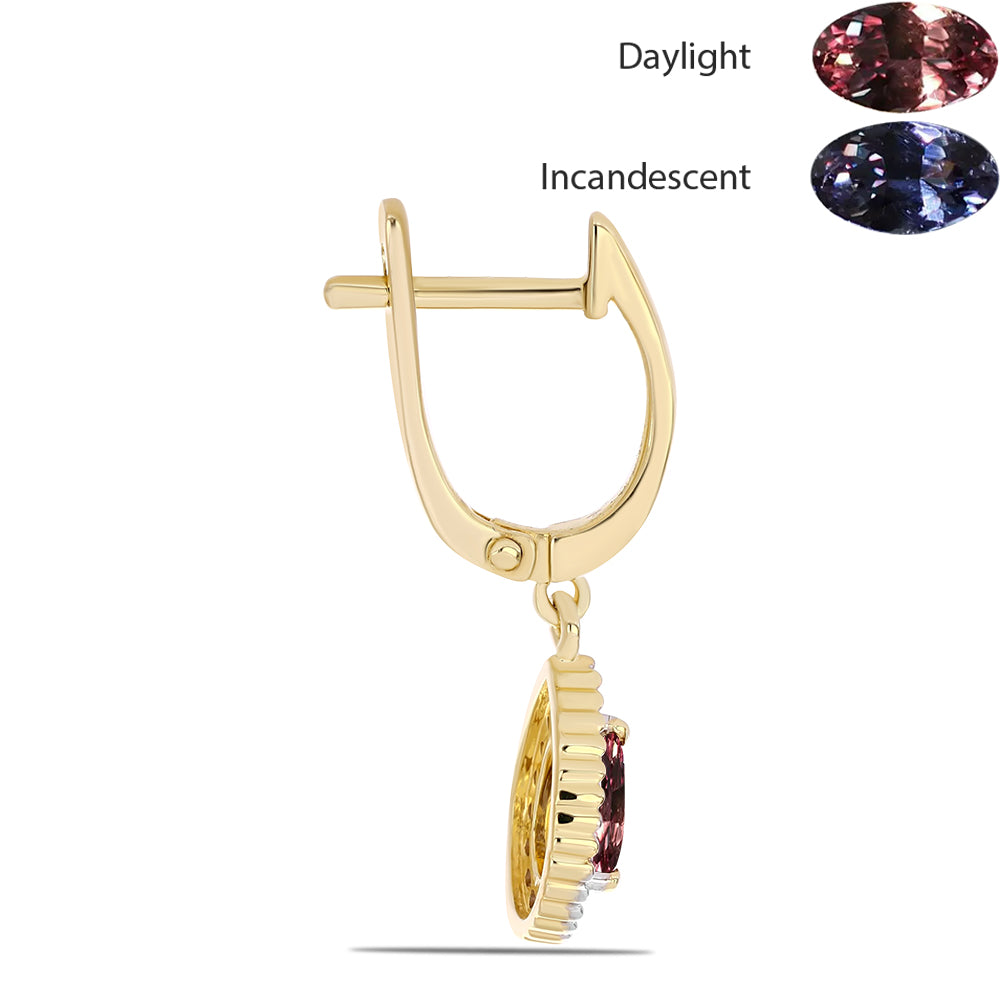 Arannyal Bevont Ezüst Fülbevaló Tsivory Színváltós Gránáttal és Fehér Topázzal 2 