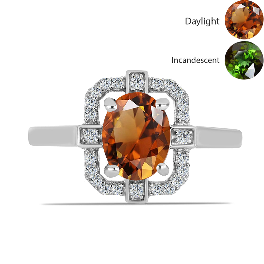 Ezüst Gyűrű Minősített laboratóriumban előállított Anatóliai Zultanit-tal és Fehér Topázzal 1 