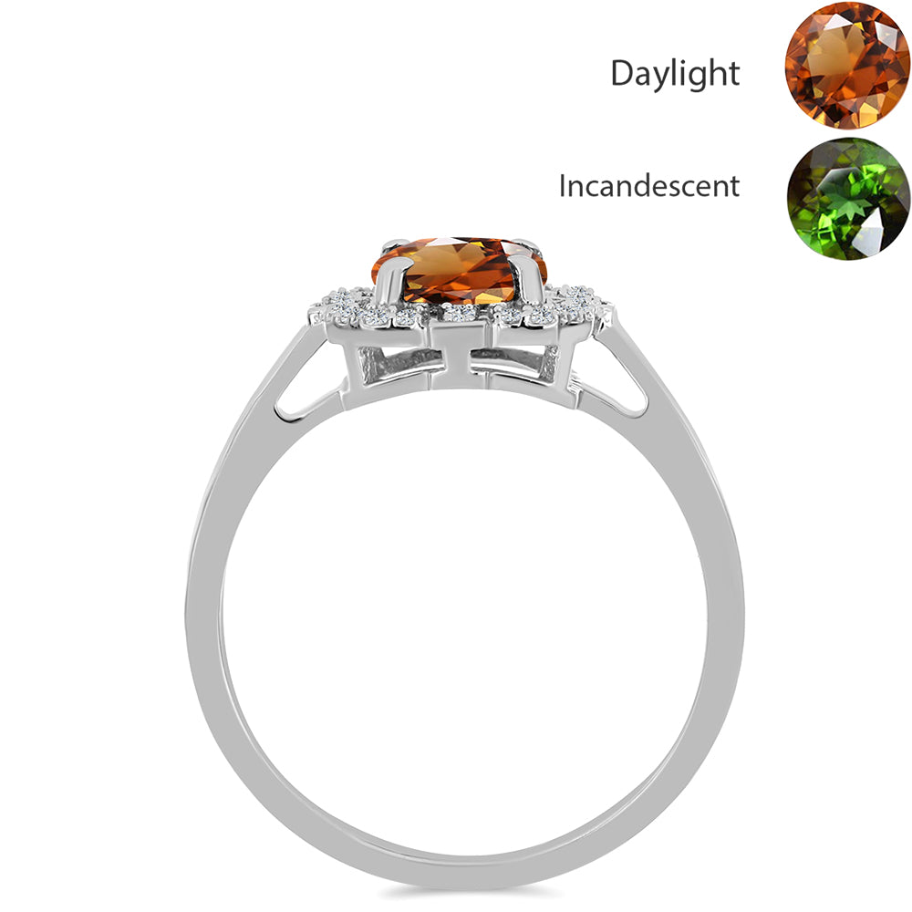 Ezüst Gyűrű Minősített laboratóriumban előállított Anatóliai Zultanit-tal és Fehér Topázzal