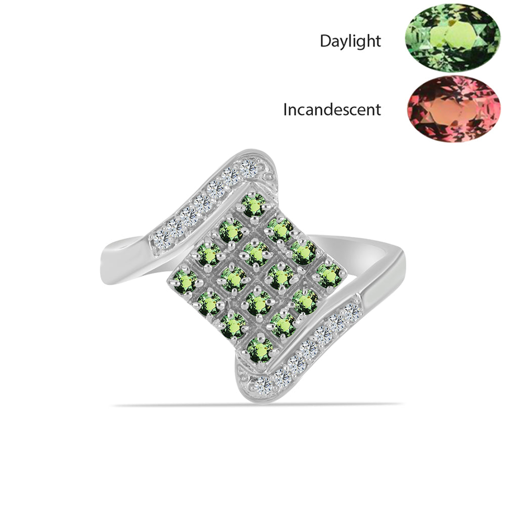 Ezüst Gyűrű Természetes Alexandrittal és Fehér Topázzal 1 