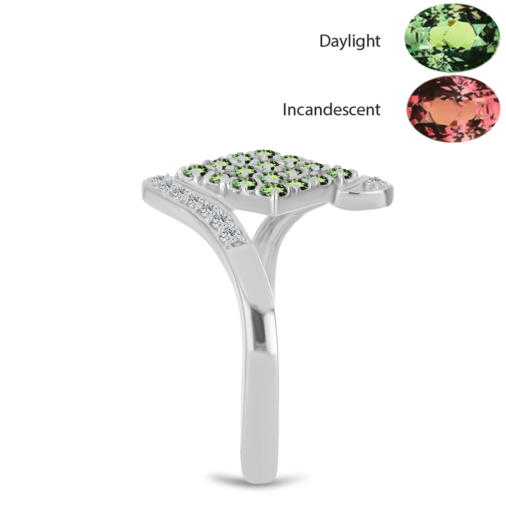 Ezüst Gyűrű Természetes Alexandrittal és Fehér Topázzal 4 