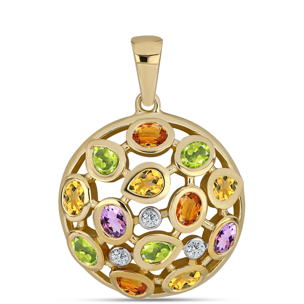 Arannyal Bevont Ezüst Medál Szivárvány Zafírral és Fehér Topázzal 1 
