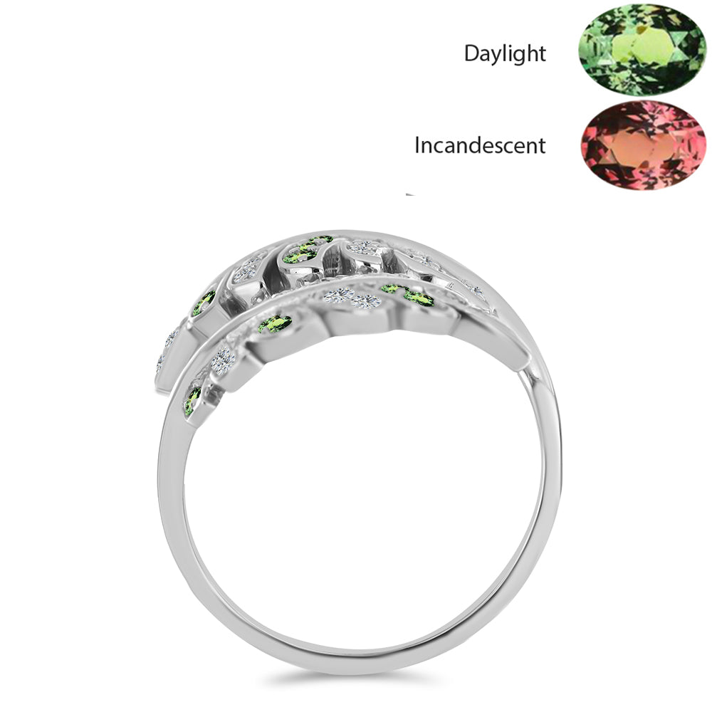 Ezüst Gyűrű Természetes Alexandrittal és Fehér Topázzal