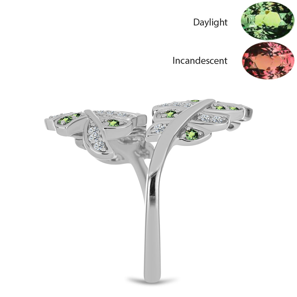 Ezüst Gyűrű Természetes Alexandrittal és Fehér Topázzal 4 