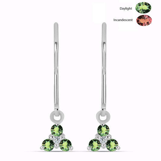 Ezüst Fülbevaló Természetes Alexandrittal és Fehér Topázzal