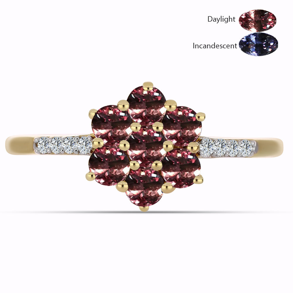 Arannyal Bevont Ezüst Gyűrű Tsivory Színváltós Gránáttal és Fehér Topázzal 2 