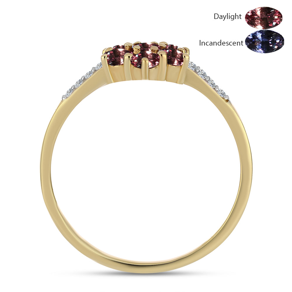 Arannyal Bevont Ezüst Gyűrű Tsivory Színváltós Gránáttal és Fehér Topázzal 3 