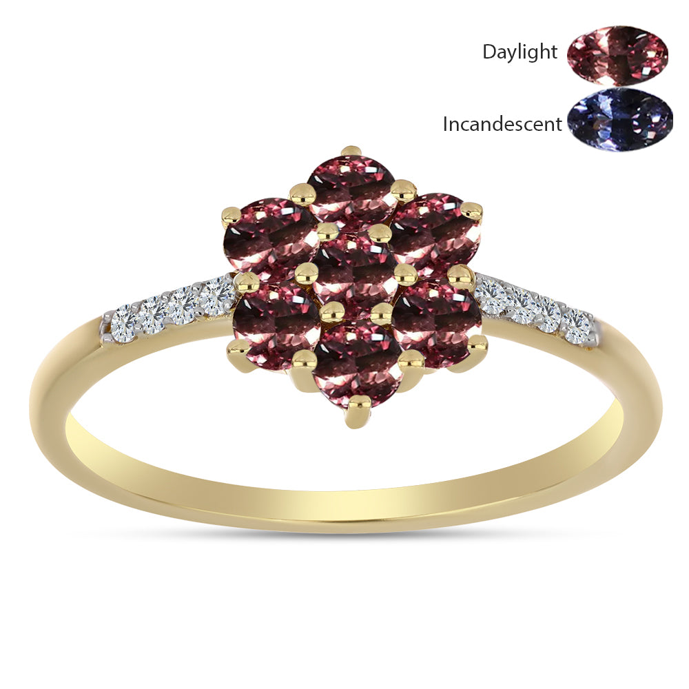 Arannyal Bevont Ezüst Gyűrű Tsivory Színváltós Gránáttal és Fehér Topázzal 1 