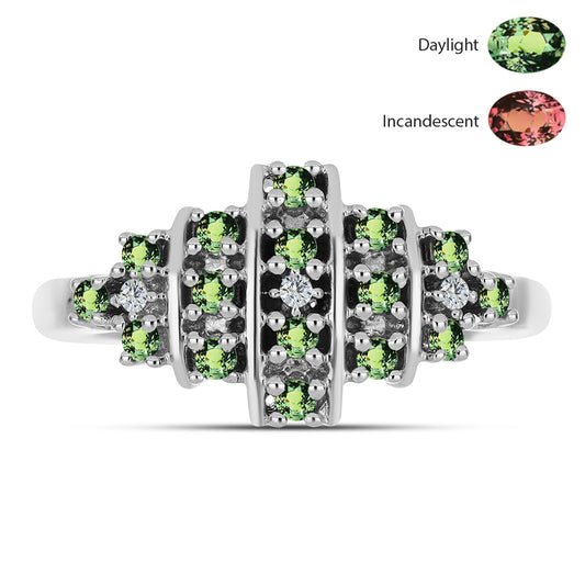 Ezüst Gyűrű Természetes Alexandrittal és Fehér Topázzal