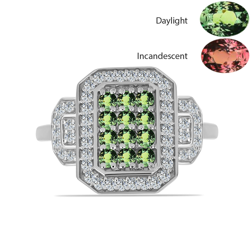 Ezüst Gyűrű Természetes Alexandrittal és Fehér Topázzal