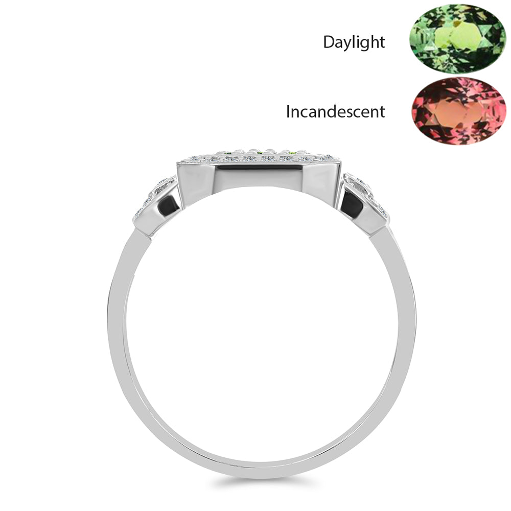 Ezüst Gyűrű Természetes Alexandrittal és Fehér Topázzal 2 