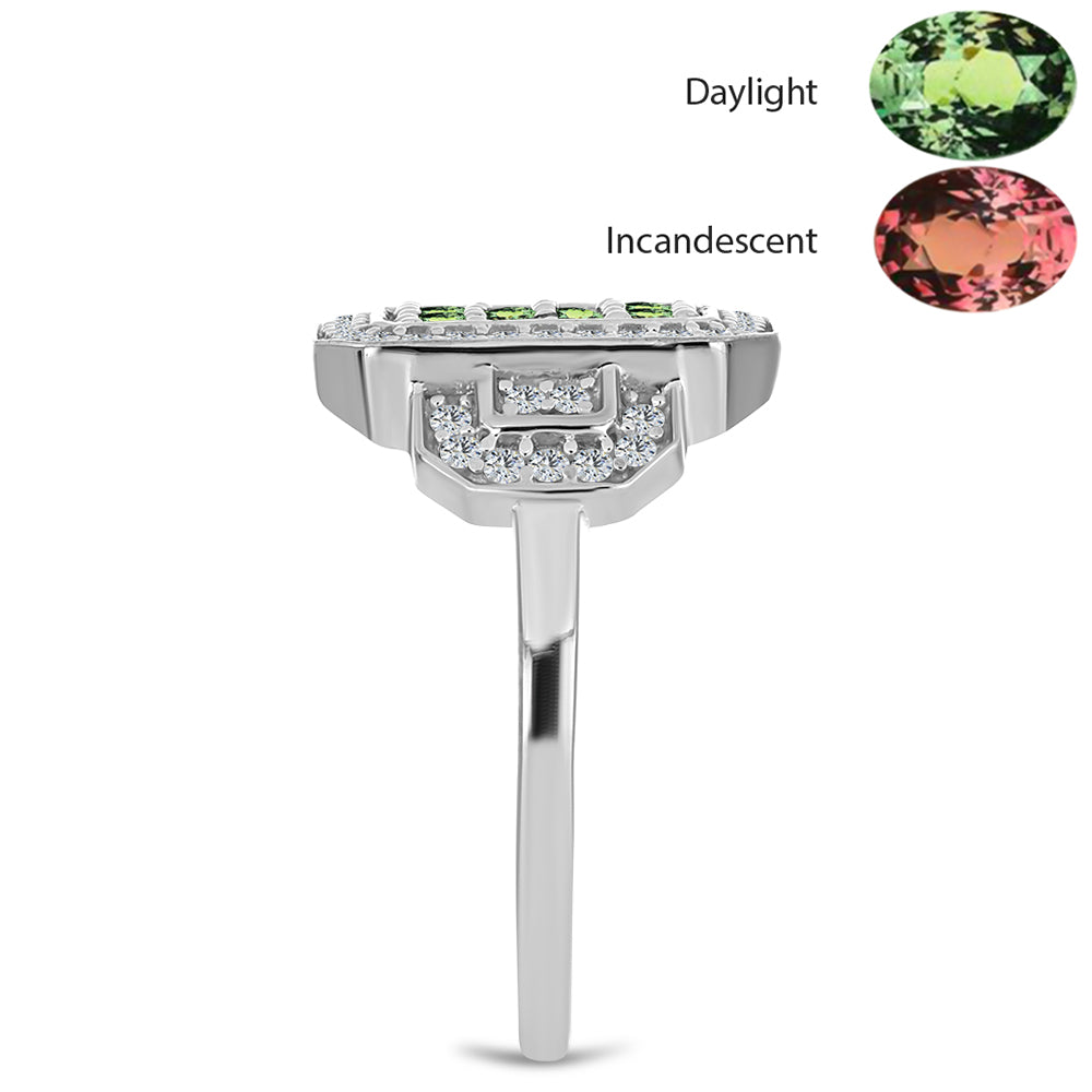 Ezüst Gyűrű Természetes Alexandrittal és Fehér Topázzal 4 