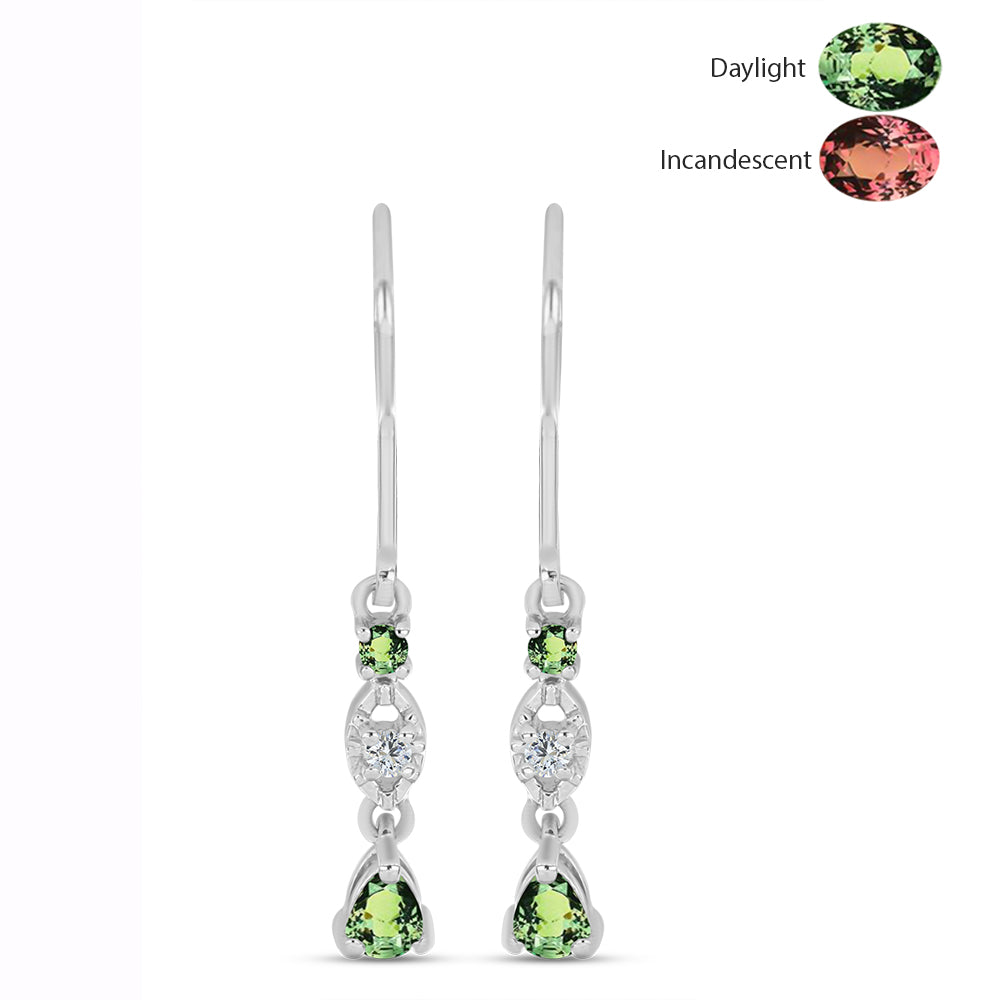 Ezüst Fülbevaló Természetes Alexandrittal és Fehér Topázzal