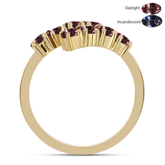 Arannyal Bevont Ezüst Gyűrű Tsivory Színváltós Gránáttal