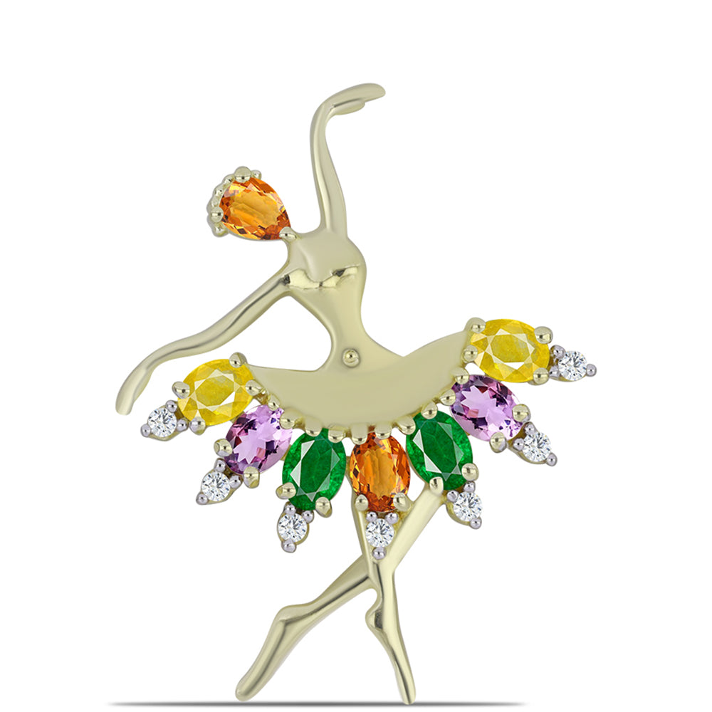 Arannyal Bevont Ezüst Bross Szivárvány Zafírral és Fehér Topázzal 1 