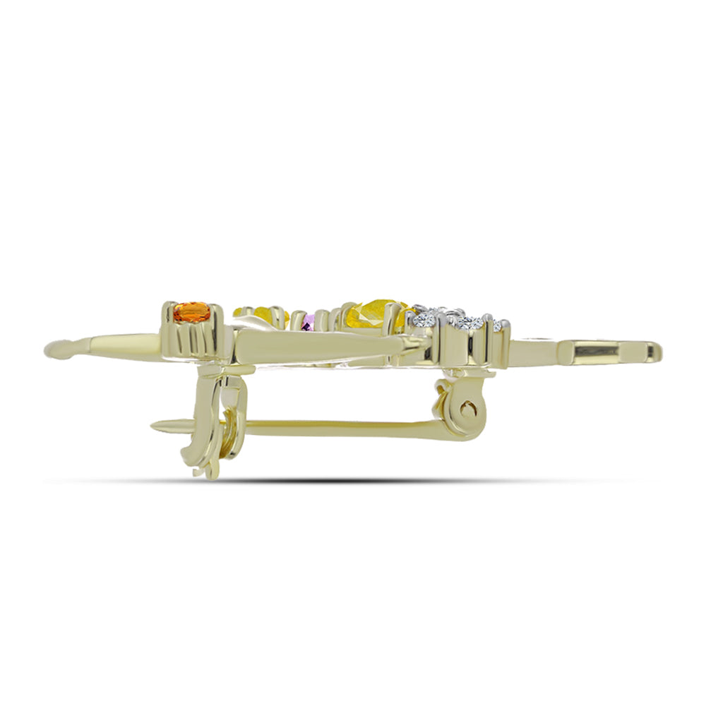 Arannyal Bevont Ezüst Bross Szivárvány Zafírral és Fehér Topázzal 2 
