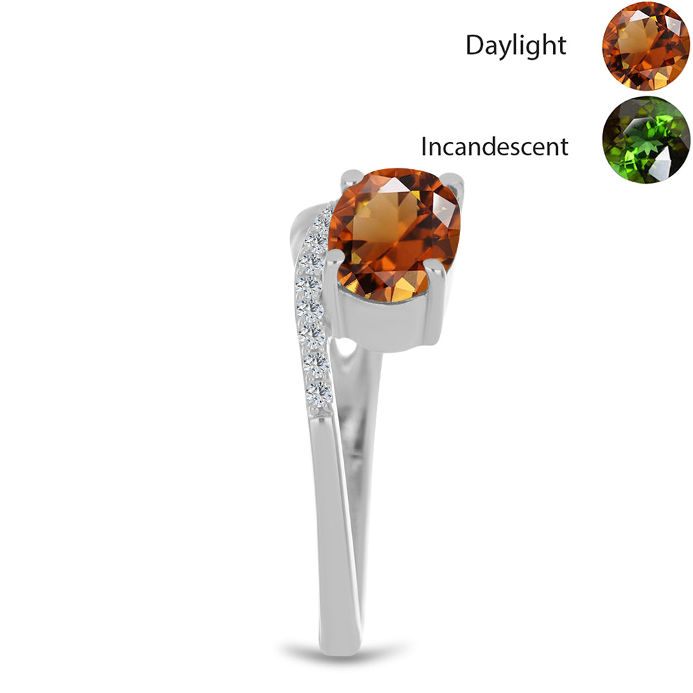 Ezüst Gyűrű Minősített laboratóriumban előállított Anatóliai Zultanit-tal és Fehér Topázzal 4 