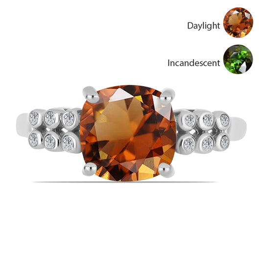 Ezüst Gyűrű Minősített laboratóriumban előállított Anatóliai Zultanit-tal és Fehér Topázzal