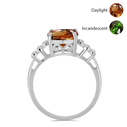 Ezüst Gyűrű Minősített laboratóriumban előállított Anatóliai Zultanit-tal és Fehér Topázzal