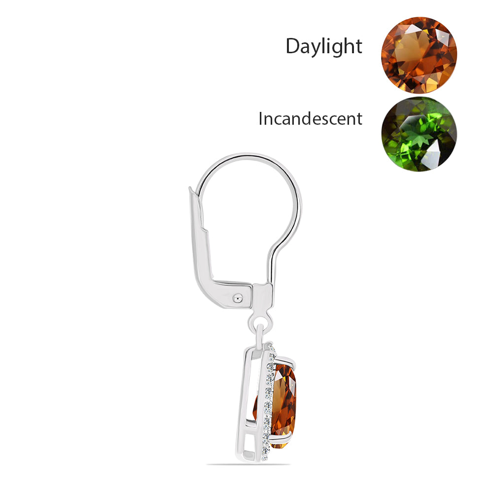 Ezüst Fülbevaló Minősített laboratóriumban előállított Anatóliai Zultanit-tal és Fehér Topázzal 2 