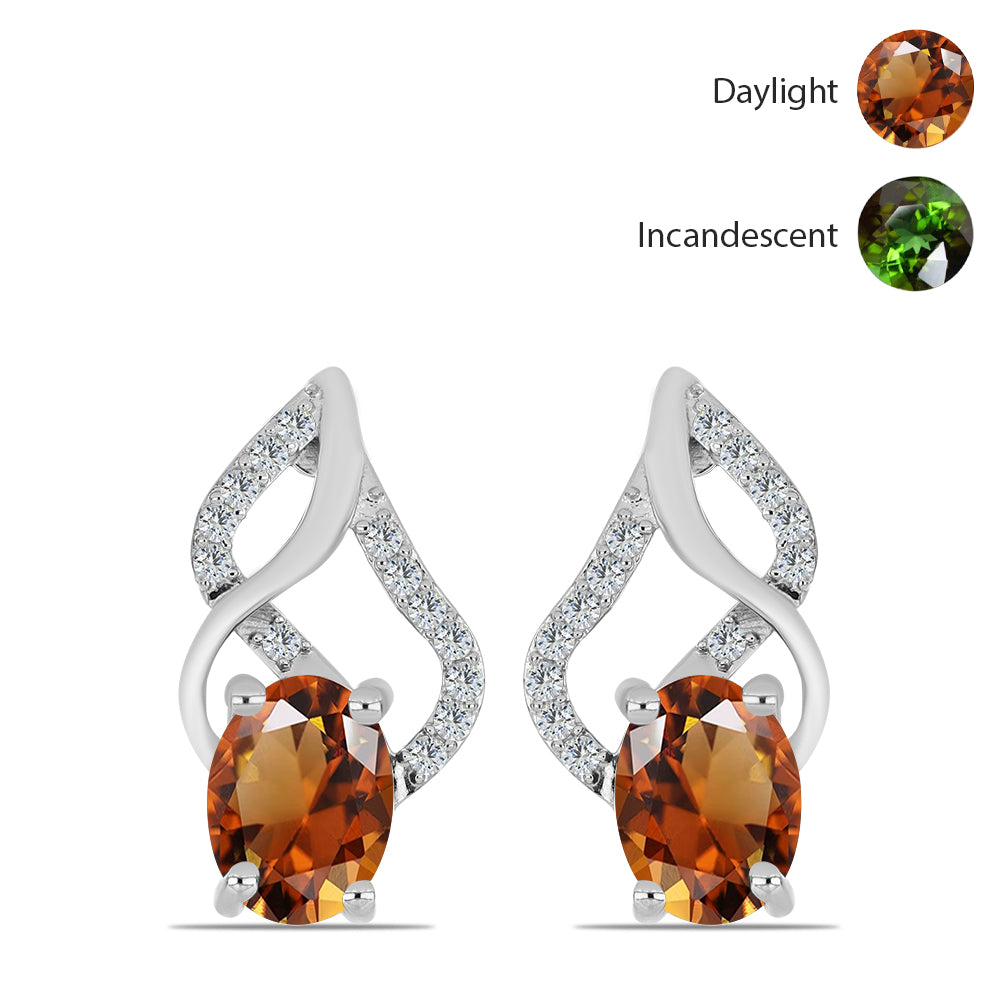 Ezüst Fülbevaló Minősített laboratóriumban előállított Anatóliai Zultanit-tal és Fehér Topázzal 1 