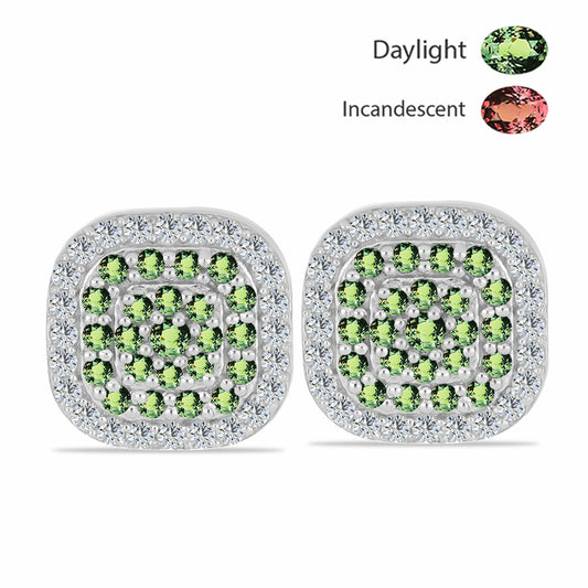 Ezüst Fülbevaló Természetes Alexandrittal és Fehér Topázzal