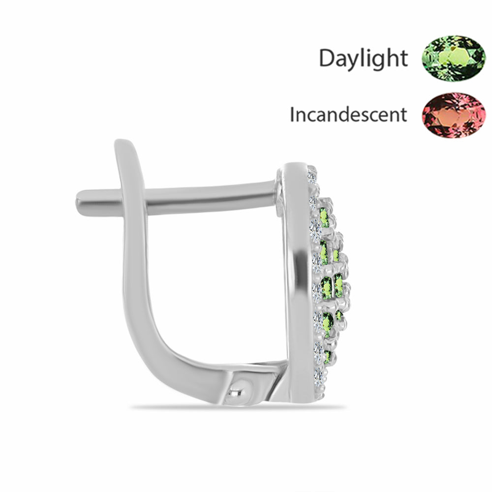 Ezüst Fülbevaló Természetes Alexandrittal és Fehér Topázzal