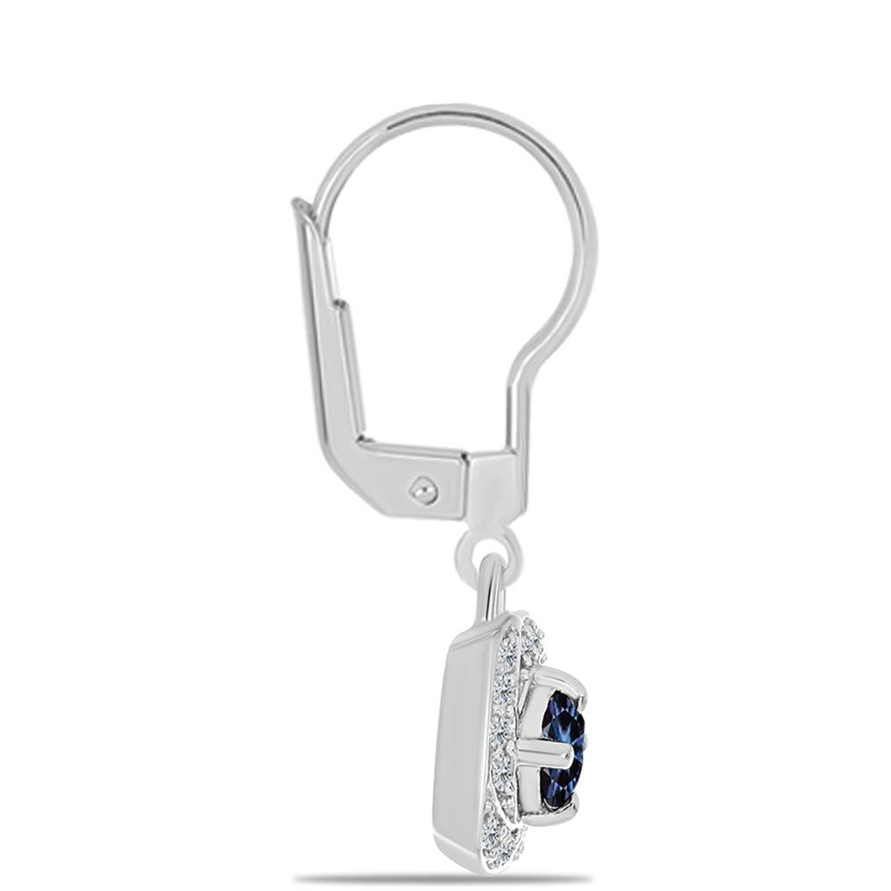 Ezüst Fülbevaló "Császár Lila" Moissanite-tel és Fehér Topázzal 2 