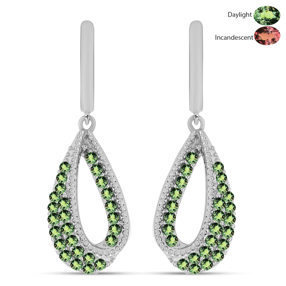 Ezüst Fülbevaló Természetes Alexandrittal