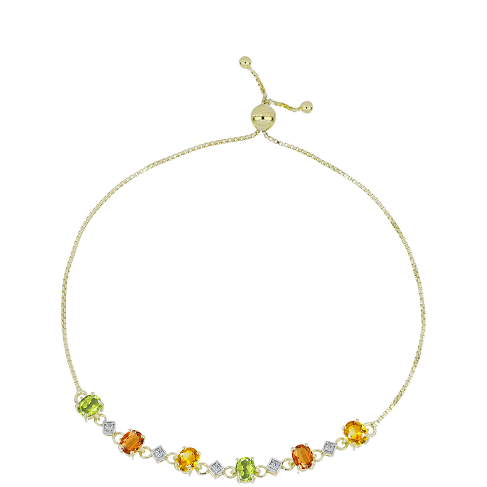 Arannyal Bevont Ezüst Karkötő Szivárvány Zafírral és Fehér Topázzal