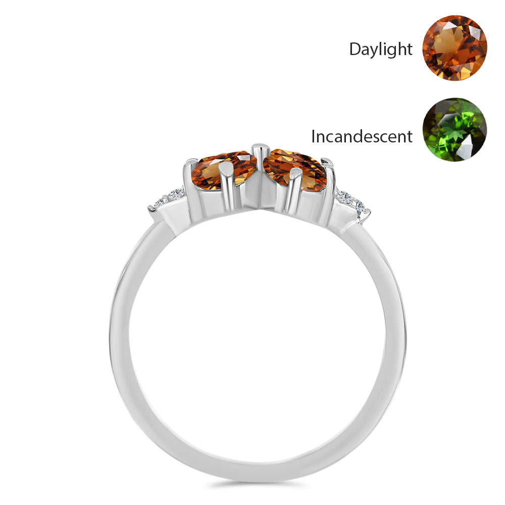 Ezüst Gyűrű Minősített laboratóriumban előállított Anatóliai Zultanit-tal és Fehér Topázzal 2 