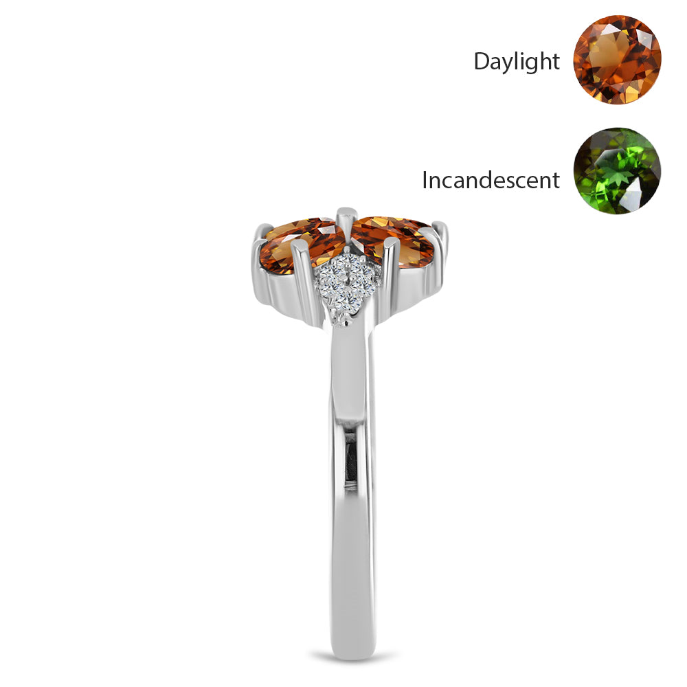 Ezüst Gyűrű Minősített laboratóriumban előállított Anatóliai Zultanit-tal és Fehér Topázzal 4 