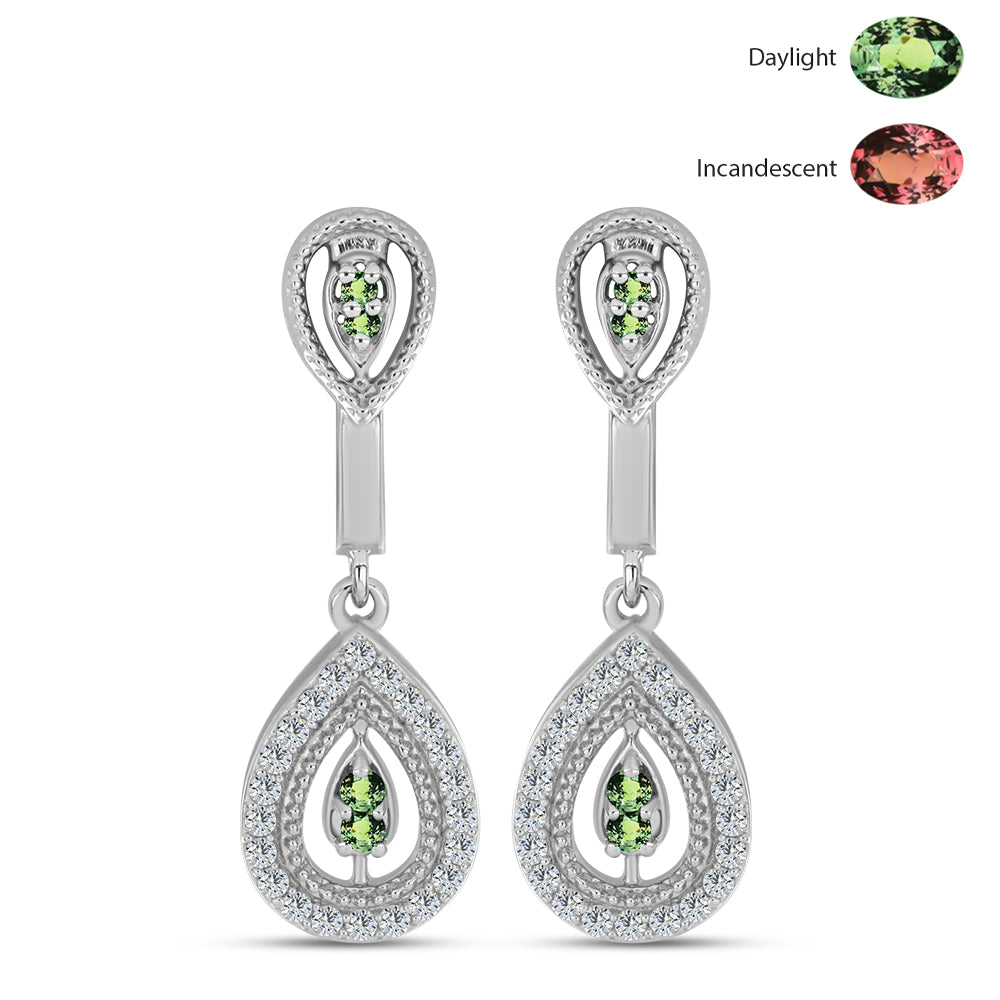 Ezüst Fülbevaló Természetes Alexandrittal és Fehér Topázzal 1 