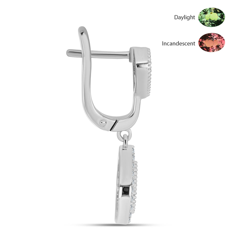 Ezüst Fülbevaló Természetes Alexandrittal és Fehér Topázzal 2 