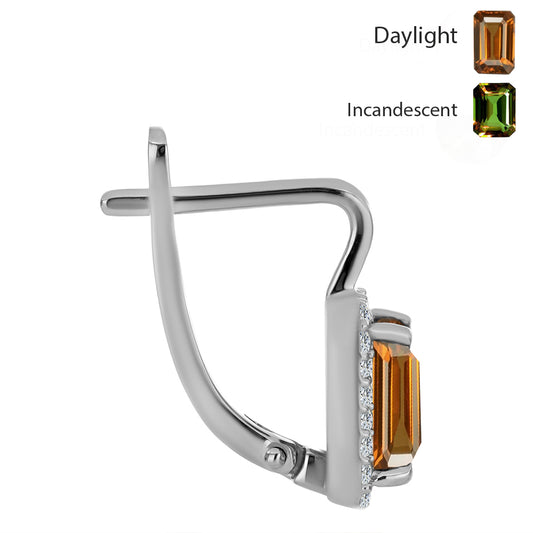 Ezüst Fülbevaló Minősített laboratóriumban előállított Anatóliai Zultanit-tal és Fehér Topázzal