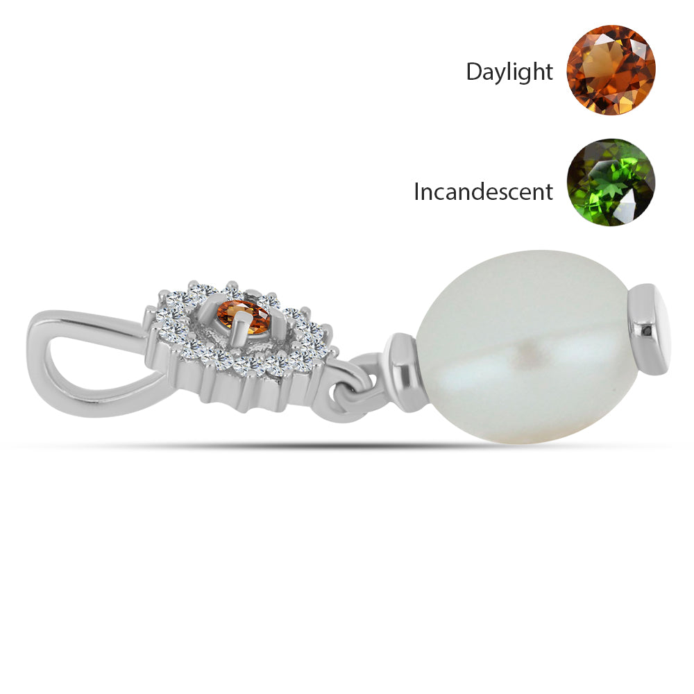 Ezüst Medál Minősített laboratóriumban előállított Anatóliai Zultanit-tal és Fehér Édesvízi Kagylógyönggyel 2 