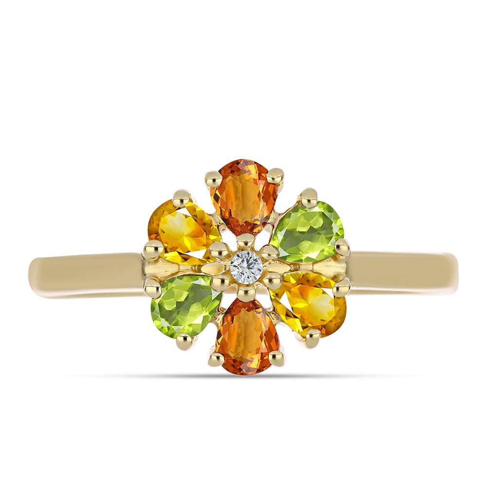 Arannyal Bevont Ezüst Gyűrű Szivárvány Zafírral és Fehér Topázzal 2 