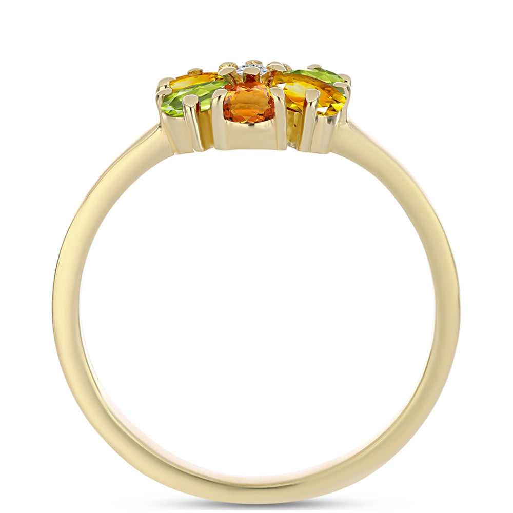 Arannyal Bevont Ezüst Gyűrű Szivárvány Zafírral és Fehér Topázzal 3 