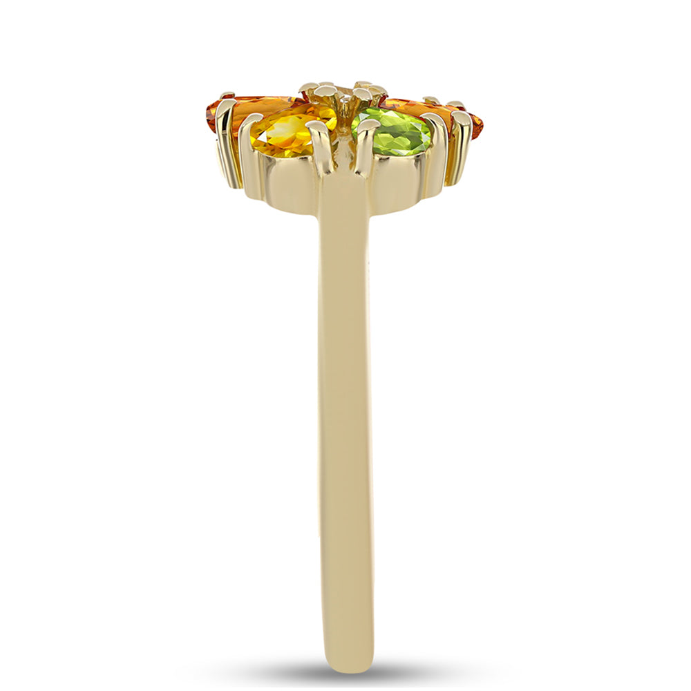 Arannyal Bevont Ezüst Gyűrű Szivárvány Zafírral és Fehér Topázzal 4 