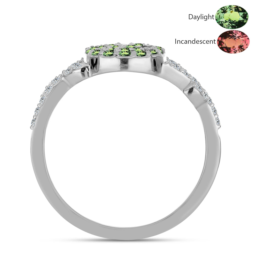 Ezüst Gyűrű Természetes Alexandrittal és Fehér Topázzal 2 