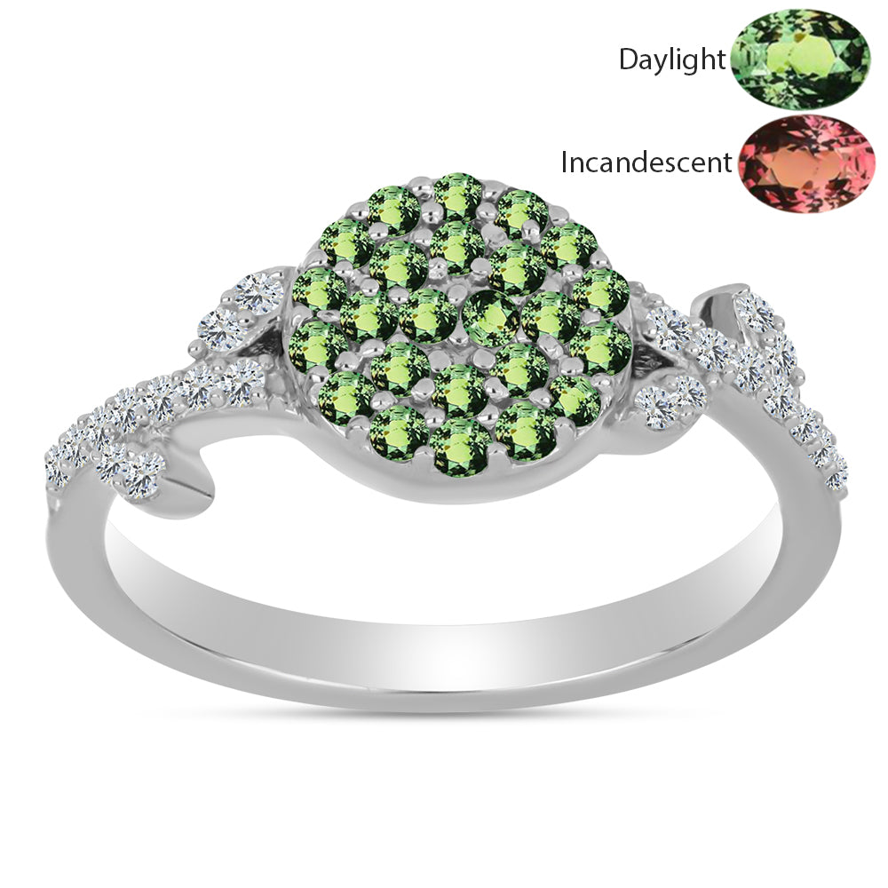 Ezüst Gyűrű Természetes Alexandrittal és Fehér Topázzal