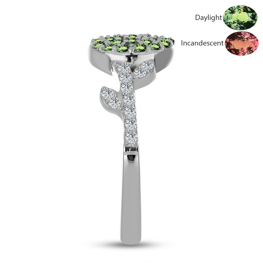 Ezüst Gyűrű Természetes Alexandrittal és Fehér Topázzal