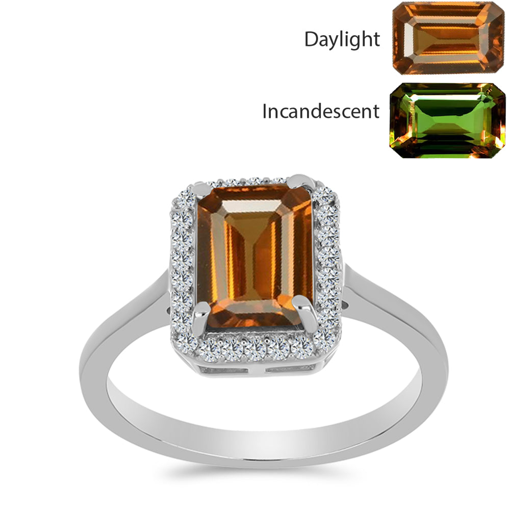 Ezüst Gyűrű Minősített laboratóriumban előállított Anatóliai Zultanit-tal és Fehér Topázzal