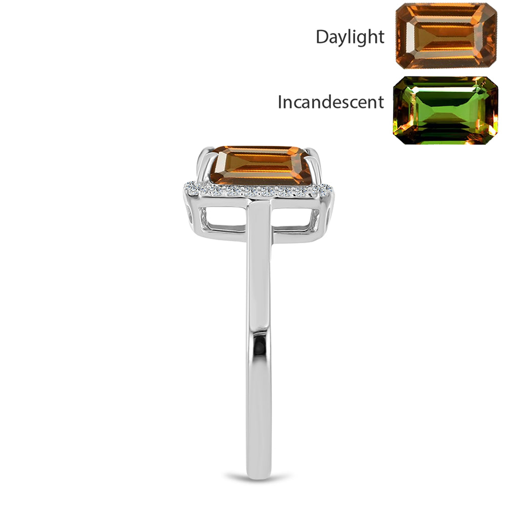 Ezüst Gyűrű Minősített laboratóriumban előállított Anatóliai Zultanit-tal és Fehér Topázzal