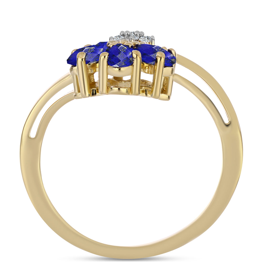 Arannyal Bevont Ezüst Gyűrű Lapisz Lazulival és Fehér Topázzal