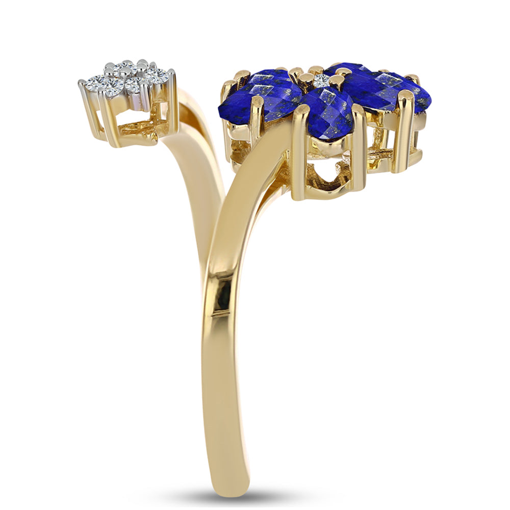 Arannyal Bevont Ezüst Gyűrű Lapisz Lazulival és Fehér Topázzal 4 